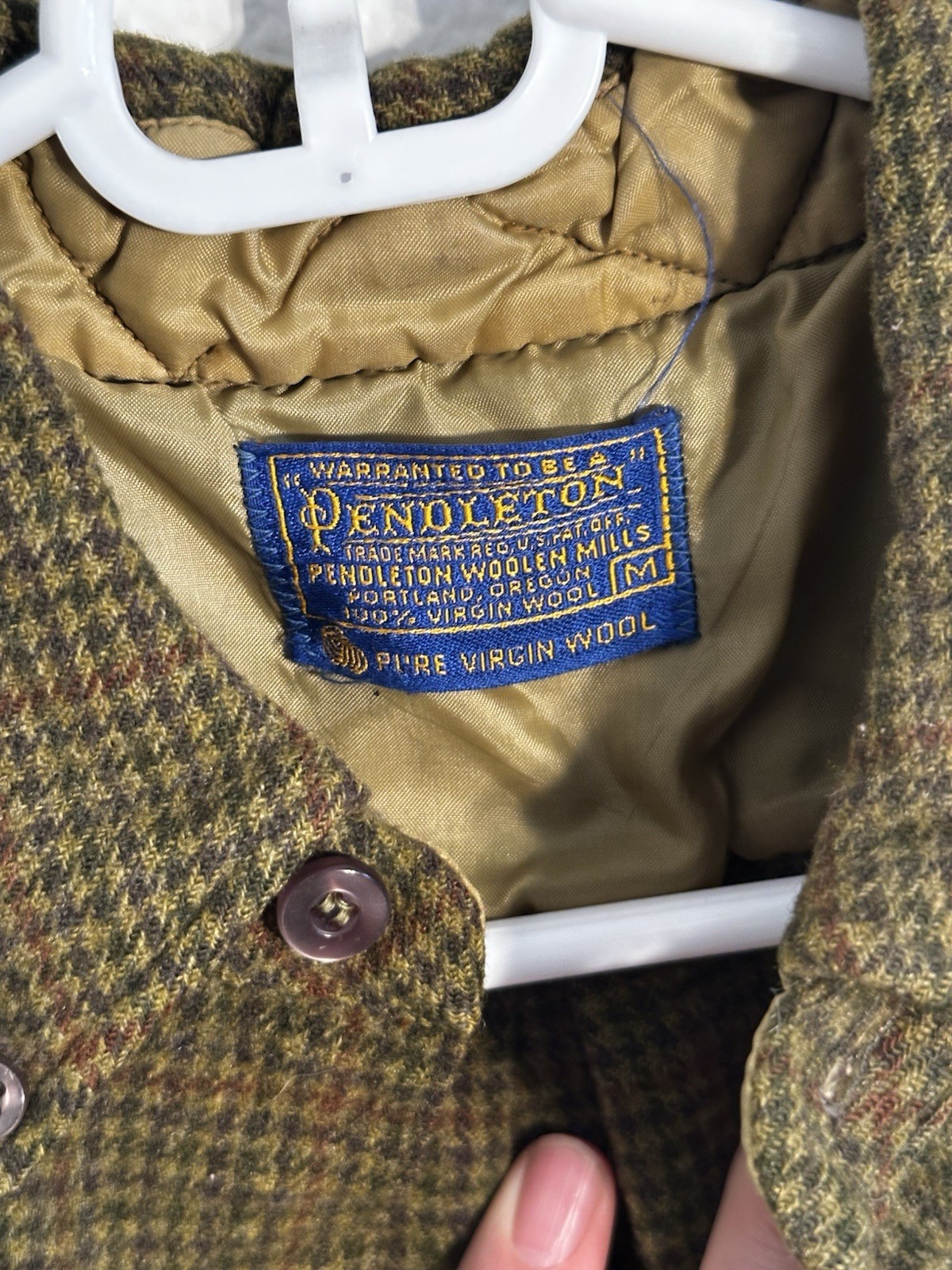 Pendleton Wool Houndstooth Green Brown Short Slee… - image 3