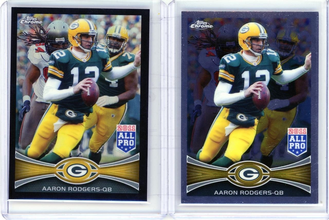 * AARON RODGERS * 2012 TOPPS CHROME BLACK REFRACTOR # 299 + BASE CHROME
