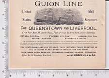 Original 1891 GUION LINE for Queenstown & Liverpool Steamship part page ad#314