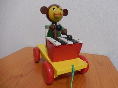 MIVA Czech Wooden Doll Pull Toy Pull Toy Toy Monkey (Xylophone)