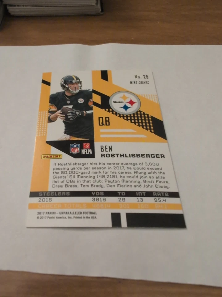 Ben Roethlisberger 2017 Panini Unparalleled Lime Green Wide Chimes - Image 2 of 2