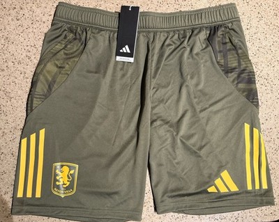 Aston Villa 24/25 Adidas Training Soccer Football Shorts Green Zp Pockets Medium
