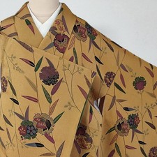 Kimono Koshida Sleeve 66 Length 161cm Pure Silk Snow Ring Flowers Japan