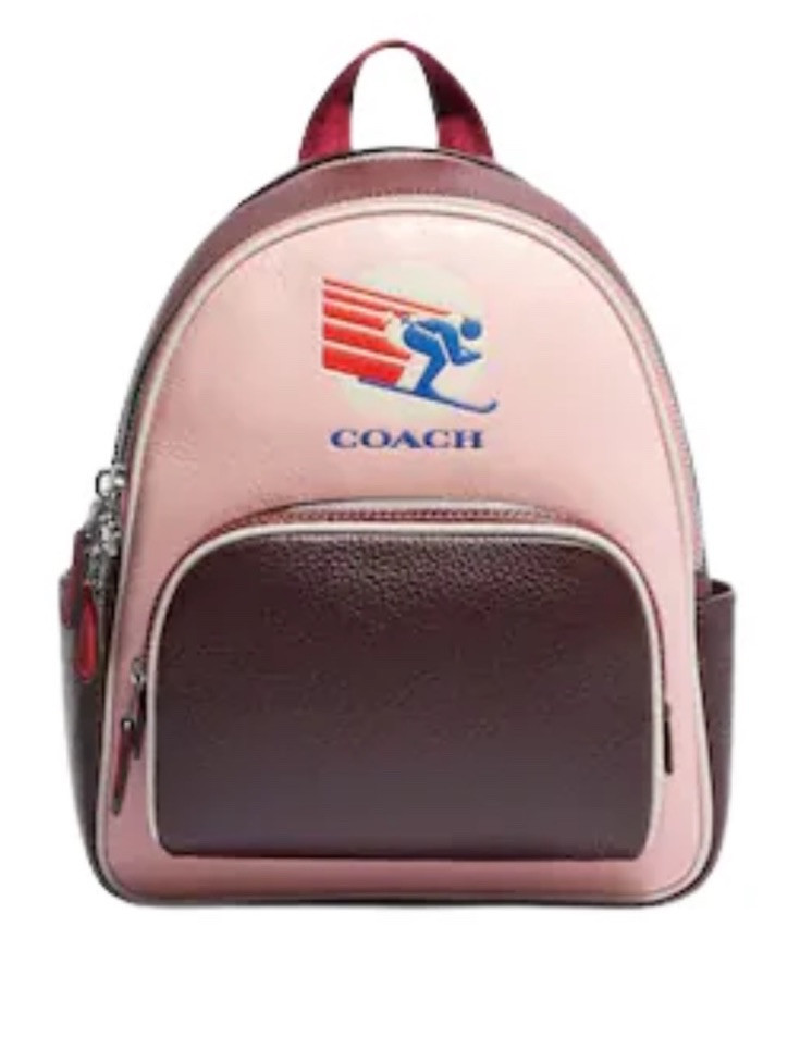 COACH Mini Court Backpack In Colorblock Ski Speed Graphic Powder Pink Multi