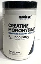 Nutricost Creatine Monohydrate 1.1 lb Unflavored 500g, 100 Servings New & Sealed