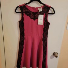 Blush By Us Angels Dress Girls Size 16 Pink Raspberry  Black Lace Coquette NWT