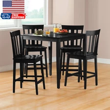 5 Piece Mission Style Counter Height Dining Set Black Color for Indoor