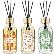 3 Pack Reed Diffuser Set, Linen Eucalyptus Citrus Scented Oil Reed Diffusers ...
