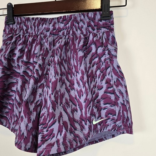 Nike One Girls Size L/14-16 Woven High-Waisted Shorts Lined Training FQ4527-509 - Picture 2 of 4