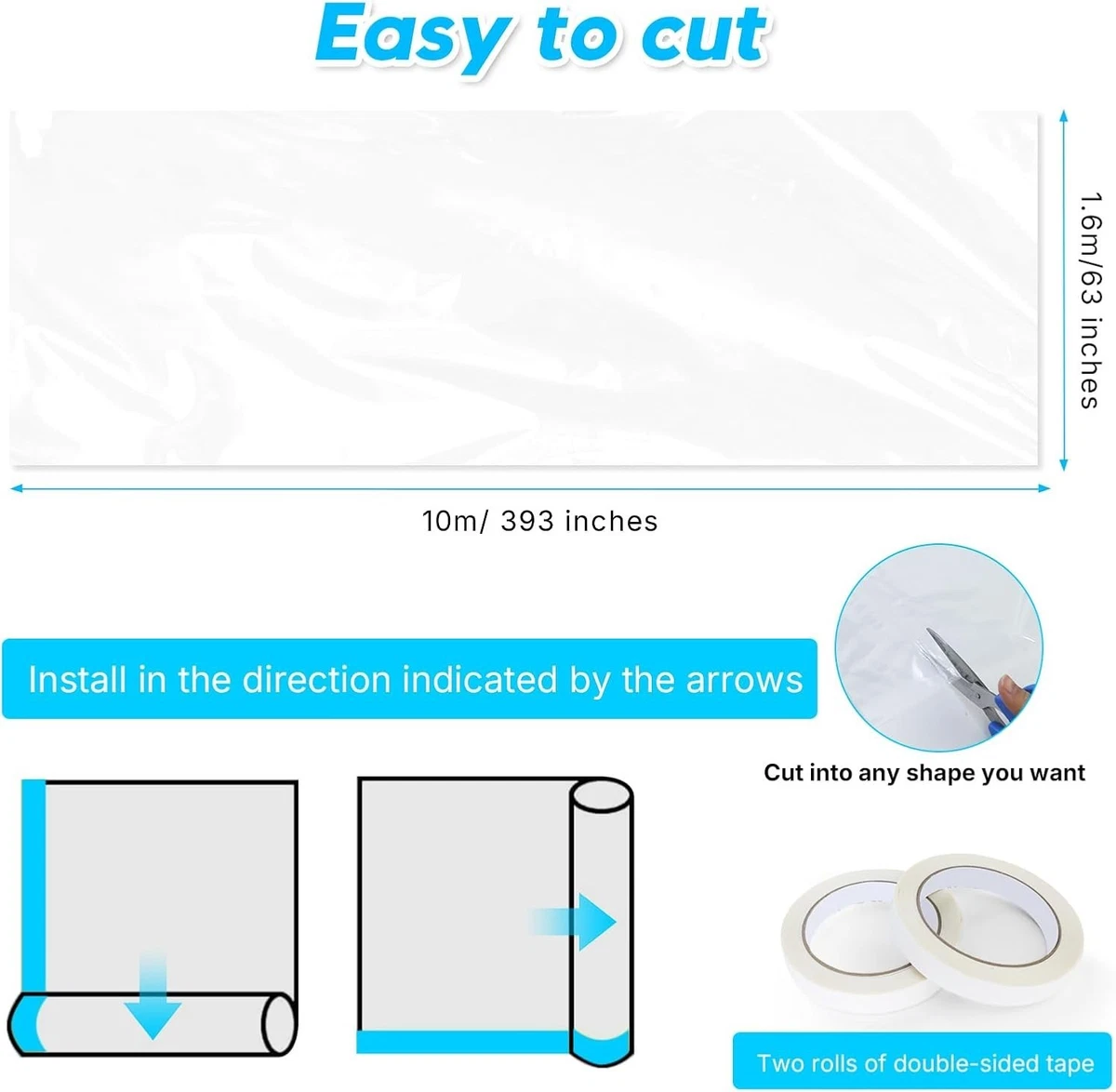 Kit de aislamiento de ventana 1,6 m x 10 m película de aislamiento de ventana película térmica para ventana con