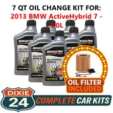Fits: 2013 BMW ActiveHybrid 7 3.0L 6,000 Mile Synthetic Oil & Filter Kit (0W-30)