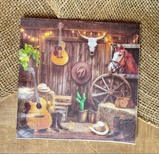L-038 Western Cowboy Design Luncheon Sz Paper Napkins For Decoupage Crafting