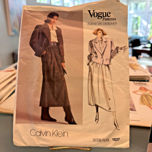 FREE SHIP! 1627 Vogue Patterns American Designer Calvin Klein Sz 10 Jacket Skirt