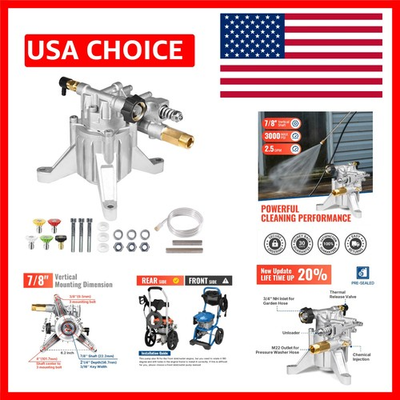 #ad 7 8quot; Shaft Vertical Pressure Washer Pump 3000 PSI @ 2.5 GPM Replacement Pump ... $104.99