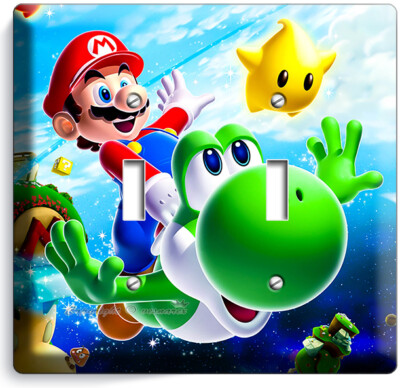 SUPER MARIO FLYING YOSHI GALAXY SPACE 2 GANG LIGHT SWITCH PLATE KIDS ROOM DECOR