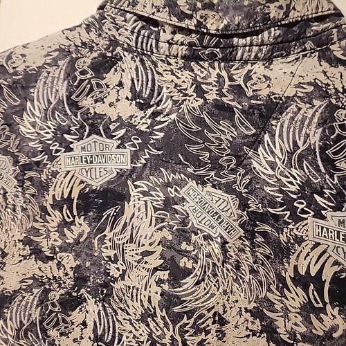 Harley Davidson Herren 2XL Hawaii Button Down Beach Camp Hemd Winged Logo Blau - Bild 7 von 9