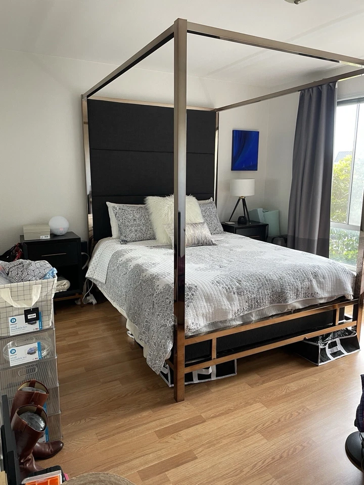 Solivita Champagne Gold Metal Canopy Bed Queen - Image 2 of 4