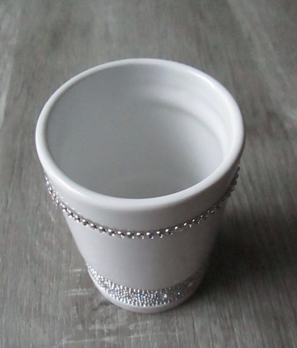 BELLA LUX CRYSTAL RHINESTONES CERAMIC BATHROOM VANITY TRAY/TOOTHBRUSH HOLDER/CUP - Picture 11 of 12