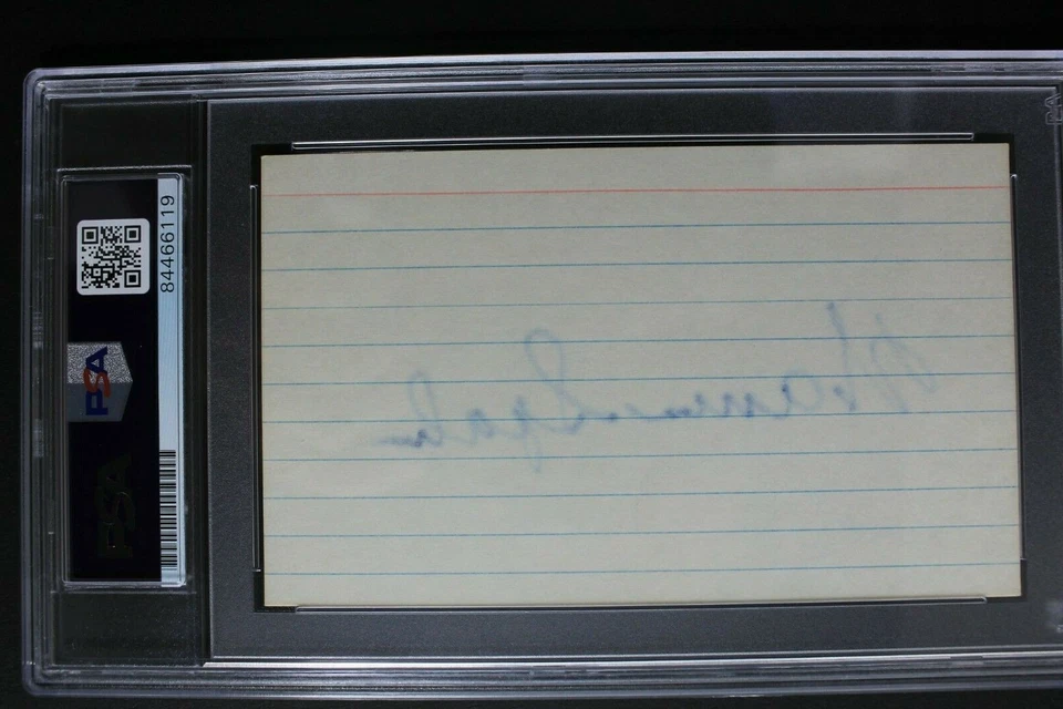 Warren Spahn (d.2003) HOF Braves Signed 3x5 Card PSA Authentic Bold Autograph  - Image 2 of 4