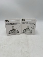 2 New Comotomo 4 Silicone Replacement Nipples Slow Flow 1 Hole 0-3 Months NoBPA