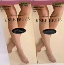 2 Boxes JCP Sheer Caress Knee Highs (6 pr total)-Average, Queen-9 Colors