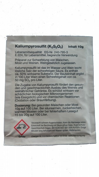 Vina Kaliumpyrosulfit 10x10g - Schwefelpulver Für Wein & Getränke