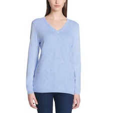 DKNY Jeans Women's Rhinestone Embellished Sweater, Blue, S