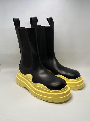 Bottega Veneta Contrast-Sole Leather Tire Men's Chelsea Boots size