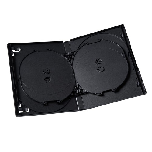 50 Standard 14mm 2 Tray Hold 6 Six CD DVD Blu-ray Discs Black Case Movie Box - Picture 4 of 8