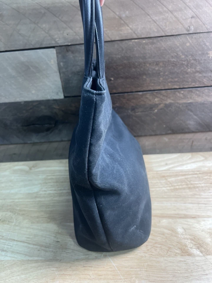 VINTAGE DKNY Black Tote Bag LINED FLAT BOTTOM Donna Karan NEW YORK  10” - Image 4 of 4