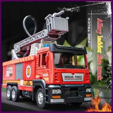 1:50 Alloy Fire Truck Toy Car Sprinkler Car Diecast Water Spray with Sound Light