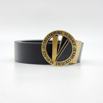 Versace Jeans Couture Reversible Grainy Leather Belt Black Size 95 - NIB