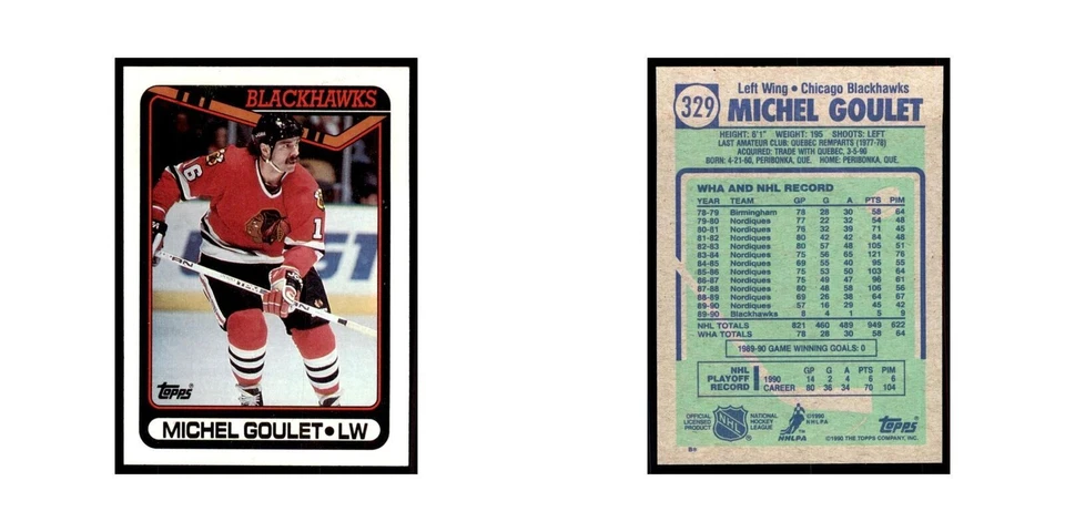 1990 Topps Hockey Card Michel Goulet #329 - Image 3 of 3