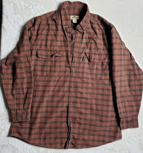 Woolrich Men's Long Sleeve Cotton Flannel Shirt Persimmon Plaid Size Large - Picture 2 of 10