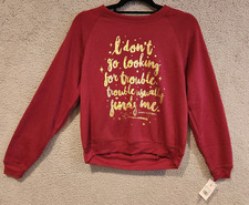 HARRY POTTER Sweater Womens Small Red Pullover I Dont Go Looking For Trouble