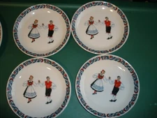 4 VINTAGE - Figgjo Norway Hardanger Norwegian Dancers Porcelain 7" Salad Plates