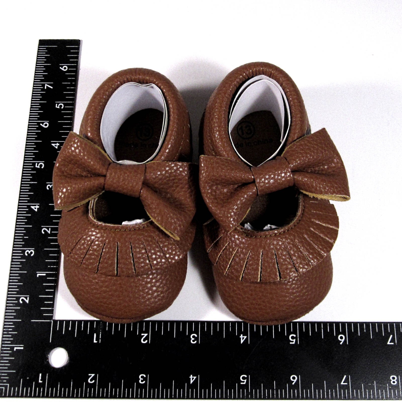 Brown US 5.5 Infant Toddler Baby Leather Soft Sole Tassel Bo