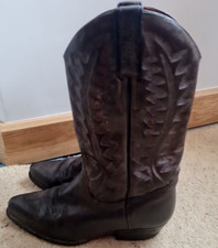 VINTAGE LOBLAN BOOTS LADIES UK 6 GREY BROWN  LEATHER WESTERN COWBOY LINE DANCE