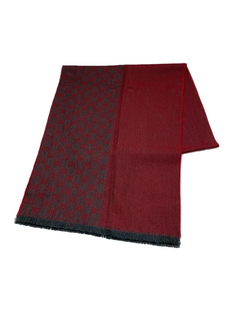 GUCCI wool Bordeaux full pattern mens scarf Used