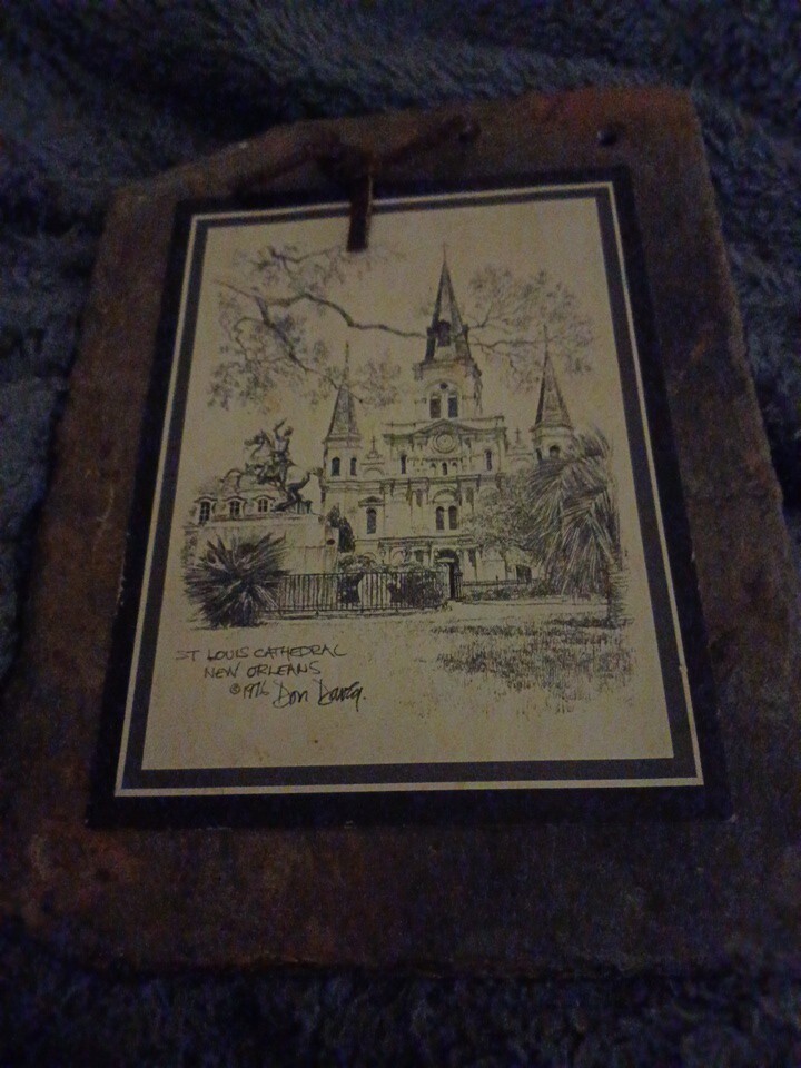 DON DAVEY PRINT ON 175 YEAR OLD SLATE ST LOUIS CATHEDRAL NEW ORLEANS
