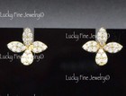 14k Solid Yellow Gold Natural Diamond Earring Stud Clover style 0.75 ct — photo 2