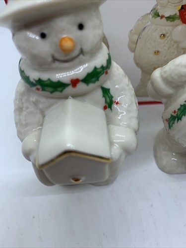 NEW 4" Lenox Christmas Happy Holly Days Ivory Snowman Salt & Pepper Shakers Set - Picture 8 of 8