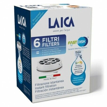 Laica Fast Disk Confezione 6 Dischi Filtranti per Bottiglie Filtranti - Zdjęcie 1 z 1