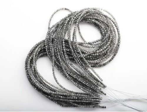 16Inc 2-2.5mm Slat & Pepper Clear Gray Black Faceted round diamond beads strand - Picture 2 of 7