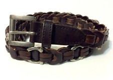 Amiee Lynn Leather Weave Belt With Horseshoe Shaped Links - Medium