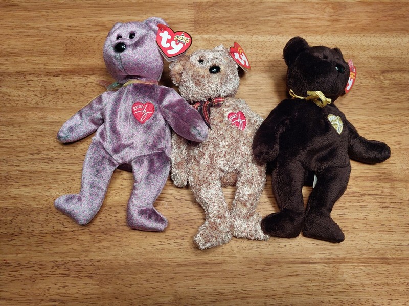 Ty Beanie Baby's Lot of 3,  2000,  2002, 2003 Signature Bear