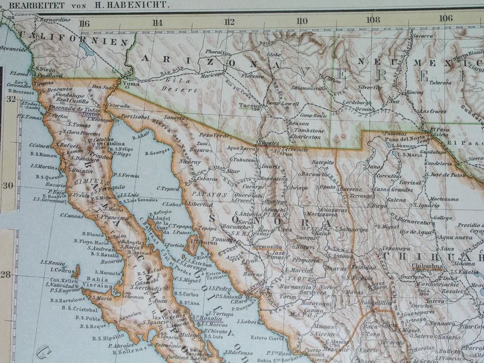 1901 ORIGINAL MAP TEXAS HOUSTON DALLAS GALVESTON NEW MEXICO CALIFORNIA BELIZE - Image 3 of 4