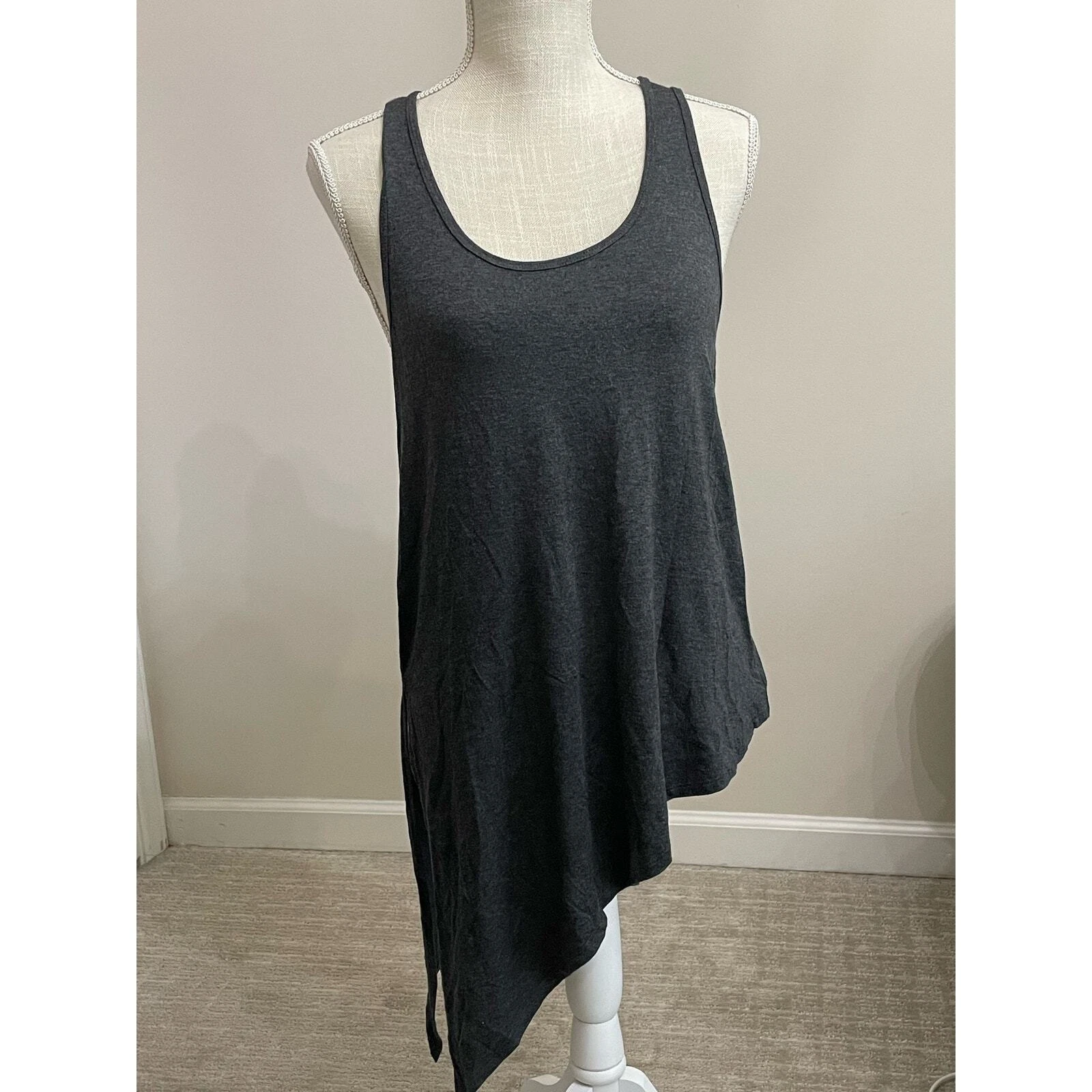 beyond-yoga dark asymmetrical racerback side tie tank-top
