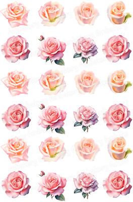 Blumen essbar Muffin Tortenaufleger Tortenbild Party Deko Cupcake Rose Rosa pink