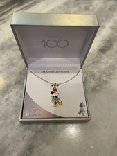 Minnie Mouse 14kt Gold Flash Plated Necklace Disney 100 New